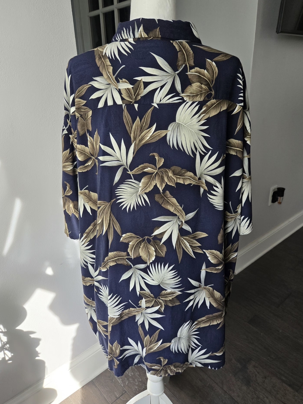 The Foundry Supply Co Men's 4XL Hawaiian Shirt Blue Palm Leaf Tropical Big &Tall - Picture 2 of 5